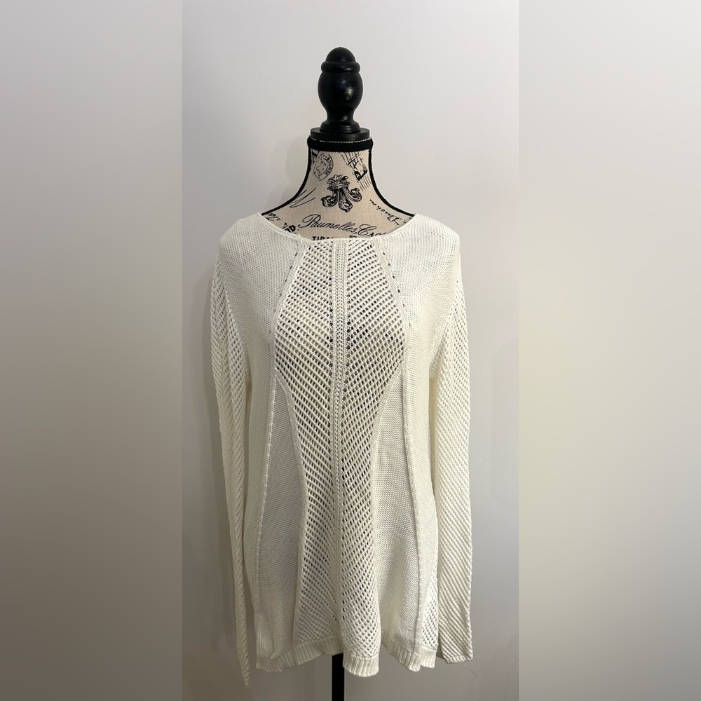 Reitmans Crochet White Knit Sweater.